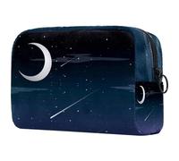 Meteor Night Sky Moon Trousse à cosmétiques pour femme, trousse de toilette de voyage, grande pochette de maquillage pratique avec fermeture éclair, multicolore, 18.5x7.5x13cm/7.3x3x5.1in, Trousse de