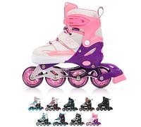 meteor® Patins à roulettes pour enfants, jeunes et adultes - Idéal pour les garçons et les filles - Taille ajustable (ROX rose, S)