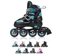meteor Patins à roulettes réglables pour enfants jouvenes et adolescents femme et homme Patins à ligne avec ABEC7 - Doublure intérieure - Taille réglable (M, ROX Turquoise)