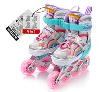 Meteor® Rollers en Ligne 4 en 1 pour Enfants - Patins à Roulettes Réglables - Carbone - Grandes Roues