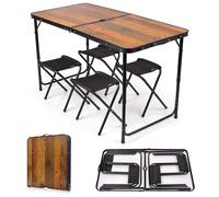 meteor Table de Camping Pliante - avec 4 Chaise - Pique de Picnic Pliable en Aluminium - 120 x 60 x 69 cm - Parfait pour Le Garden en extérieur