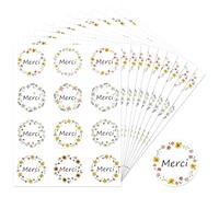 Meteoraprime 120 Pcs Merci Autocollants, 2.5 cm Rondes éTiquettes Autocollantes Avec Design Floral Multiple Pour BoîTes-Cadeaux, Sacs, Cartes De VœUx, Mariage, Anniversaire Et DéCorations De FêTe