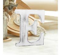 MeteoraPrime 20 cm Lettres en Bois Lettre Vintage en Bois Blanc Non Finies Pour La DéCoration Murale DéCorative Lettres Debout Tranches Sign Board DéCoration Pour L'artisanat Home Party Projets (E)