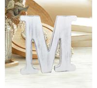 MeteoraPrime 20 cm Lettres en Bois Lettre Vintage en Bois Blanc Non Finies Pour La DéCoration Murale DéCorative Lettres Debout Tranches Sign Board DéCoration Pour L'artisanat Home Party Projets (M)