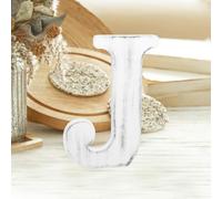 MeteoraPrime 20 cm Lettres en Bois Lettre Vintage en Bois Blanc Non Finies Pour La DéCoration Murale DéCorative Lettres Debout Tranches Sign Board DéCoration Pour L'artisanat Home Party Projets (J)