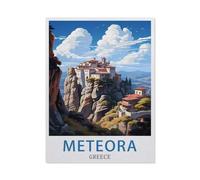 Météore Grèce,Puzzle pour Adultes 1000 Pièces en Bois Puzzles Jeu Cadeau Accueil Décoratif Mots Croisés(75x50cm)-EV27