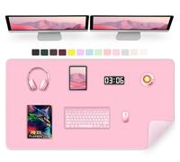 METEOROCK 120 x 60 CM Tapis de Bureau en Cuir PU Antidérapant, Tapis de Souris de Grande Taille, Tapis d'Ordinateur pour Clavier et Souris, Tapis d'Écriture de Bureau Imperméable (Rose Conte De Fées)