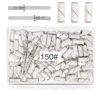 METEOROCK Lot de 100 petites bandes de ponçage à ongles de 3,1 mm, grain moyen 150, oxyde d'aluminium de qualité supérieure, blanc, pour perceuse à ongles, compatible avec le plastique