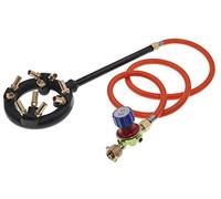 METER STAR 41 000 BTU - 10 buses - Ensemble de brûleur en fonte fait maison - Système de contrôle de la flamme et régulateur haute pression avec tuyau - Pour four à pizza, dinde et friteuse