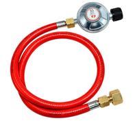 Meter Star Bouteille de gaz propane 1 lb et petit bidon de butane avec ensemble régulateur réglable, tuyau de 80 cm de long, filetage à gauche G1/4" et filetage universel 1/2" Flare Swivel pour