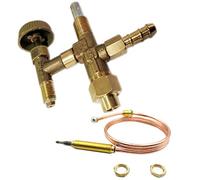 METER STAR Vannes pour grille de chauffage au gaz propane, soupape de contrôle de poussée sécurité flamme, thermocouple 0,6 m, écrou M8x1, or brun