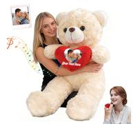 MeterBear Ours en Peluche Géant Personnalisé avec Cœur Et Enregistrement Vocal 60 cm À 100 cm, Big Teddy Bear Personnalisable comme Grand Ours Cadeau pour Saint Valentin Noël Anniversaire