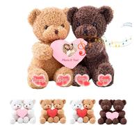 MeterBear Ourson Personnalisé avec Coeur Embrassent avec Texte Et Photo, Personnalisé Hugging Teddy Bear Cadeau De Saint Valentin pour Homme Femme 2 Pièces pour Anniversaire De Mariage, 25cm