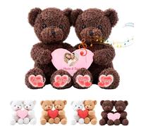 MeterBear Ourson Personnalisé avec Coeur Embrassent avec Texte Et Photo, Personnalisé Hugging Teddy Bear Cadeau De Saint Valentin pour Homme Femme 2 Pièces pour Anniversaire De Mariage, 25cm