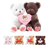 MeterBear Ourson Personnalisé avec Coeur Embrassent avec Texte Et Photo, Personnalisé Hugging Teddy Bear Cadeau De Saint Valentin pour Homme Femme 2 Pièces pour Anniversaire De Mariage, 25cm