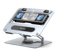 MetFut Support de refroidissement pour ordinateur portable avec refroidisseur thermoélectrique amovible, hauteur et angle réglables, base rotative à 360°, cadre en acier au carbone, ultra silencieux