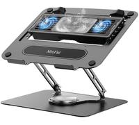 MetFut Support de refroidissement pour ordinateur portable avec refroidisseur thermoélectrique amovible, hauteur et angle réglables, base rotative à 360°, cadre en acier au carbone, ultra silencieux