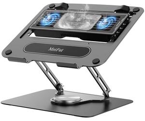MetFut Support de refroidissement pour ordinateur portable avec refroidisseur thermoélectrique amovible, hauteur et angle réglables, base rotative à 360°, cadre en acier au carbone, ultra silencieux