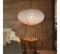 METHEDEECO 1 abat-jour ovale en lin de 50 cm - Abat-jour en tissu fait à la main pour jardin, terrasse, salon bohème, chambre artistique et décor minimaliste pour créatif et esthétique