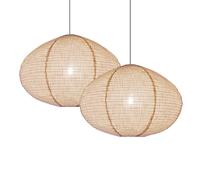 METHEDEECO 2 pièces abat jour suspension en lin naturel lampe 50cm lampe de style minimaliste rustique Boho lanterne suspendue pour décoration intérieure et extérieure cadeau pour une nouvelle maison