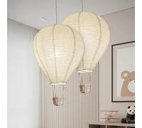 METHEDEECO Lot de 2 abat-jour en tissu montgolfière 35 cm - Suspension luminaire enfant faite main - idée cadeau, déco chambre bébé, plafonnier, fête ou éclairage suspendu
