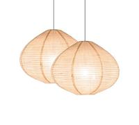 METHEDEECO Lot de 2 Abat-Jours Suspendus en Lin 40 cm - Abat-Jour Cœur Tissu Fait Main Pliable, Style Minimaliste Blanc/Beige - Suspension Déco pour Salon, Chambre, Cuisine, Vitrine, Cadeau Maison