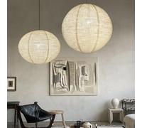 METHEDEECO Lot de 2 abat-jours suspendus en lin - 60 cm - Ronds - En tissu - Pour salon, salle à manger, chambre à coucher, hôtel et décoration