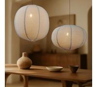 METHEDEECO Lot de 2 Abat-Jours Suspension en Tissu Effet Lin