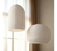 METHEDEECO - Lot de 2 suspensions cylindriques de 45,7 cm + 33 cm en forme de demi-cercle en tissu fait à la main en lin minimaliste bohème blanc beige pour vitrine, hôtel, salon