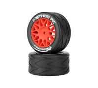 METHOD RC Lot de 2 pneus hexagonaux de 8 mm pour roues rouges Losi 1/12 Nascar (collées)