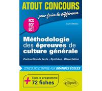 Méthodologie des épreuves de culture générale - Contraction de texte, Synthèse, Dissertation - Concours d'entrée des écoles de commerce, prépas ECS, ECE et ECT - 72 fiches Contraction de texte, synthè