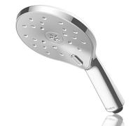 Methven Kaha Satinjet Pommeau de douche à économie d'énergie 8 l/min Finition chromée - Pour tous les systèmes de pression basse ou haute - Économie d'eau - Pommeau de douche à effet pluie argenté -