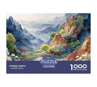 Meticulous Painting of Mountains and Rivers 1000 Pcs Carton Premium Lot de Puzzles Mountain Landscape Stimulant Et Éducatif Défi Unique Puzzles pour Adultes Et Enfants 52x38cm/1000pcs