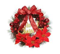 MetieFasia Couronne de Noël Artificielle à Suspendre avec Ornements, 30 Cm, pour Décorer Une Fenêtre Pendant Les Fêtes D'année, Rouge