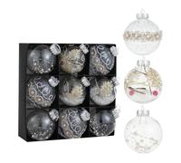 MetieFasia Neuf Boules de Noël Scintillantes, 7,6 Cm (3 Pouces), à Suspendre Au Sapin, pour, Les Concerts, Les Fêtes, Les événements et Les Du, Clair