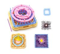 Métier à tisser Tricotins à fleurs, kit de bricolage, Laine à tricoter, couleur multi de kit d'artisanat de métiers à tricoter rond/carré (A)