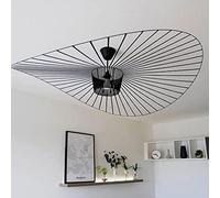 MeTikTok Suspension Rétro Vertigo Lustre, Suspensions Retro Lampe Fibre De Verre + Polyuréthane De Chapeau Design Moderne Salon Cuisine Salle De Bain Éclairage Décoratif, E27,Noir,140CM