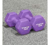 METIS Hex Haltères en Néoprène | Disponibles en Paire ou en Ensemble | Différents Poids pour Votre Entraînement à Domicile (14 kg)