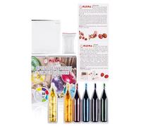 Metma B-592 - Lot de 5 peintures Effet Liquide, Jaune, Violet, Rouge, Bleu, Vert, Gomme-Laque avec Gant, Feuille d'argent pour Environ 50 œufs de Pâques, Multicolore