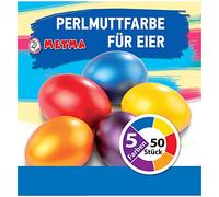 Metma B038 - Lot de 5 colorations pour œufs de Pâques - Jaune, Orange, Rouge, Bleu, Violet - avec Gant - Comprimés de Coloration pour œufs de Pâques