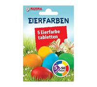 Metma B085 - Lot de 5 colorations pour œufs, Rouge, Orange, Jaune, Vert, Bleu, Couleur Chaude, Pastels, œufs de Pâques, Pâques