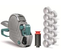 Meto Basic S Kit de démarrage avec 11 000 étiquettes - Prix, Date, MHD (1 ligne, 8 chiffres pour étiquettes de 22 x 12 mm, prêt à l'emploi) Marqueur manuel + 11 rouleaux d'étiquettes