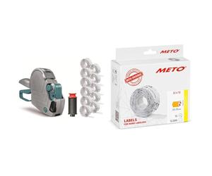 Meto Basic S Kit de démarrage avec 11 000 étiquettes - Prix, Date, MHD Marqueur Manuel + 11 Rouleaux d'étiquettes & Étiquettes de Prix