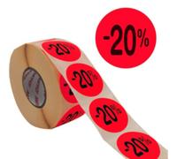 METO Étiquette promotionnelle '-50%', rond, rouge fluo