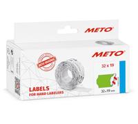 Meto Étiquettes de prix (32 x 19 mm, 2 lignes, 5000 pièces, vert fluo, permanentes, étiquettes de prix pour Meto, Contact, Sato, Avery, Tovel, Samark, etc.)
