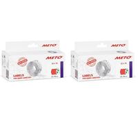 Meto Étiquettes pour étiqueteuse manuelle, réf. 9506160 (22 x 16 mm, 2 lignes, 6000 étiquettes, décollables et repositionnables, pour appareils Meto, Contact, Sato, Avery, Tovel, Samark etc.) 6 roulea