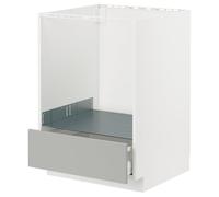 METOD/MAXIMERA Meuble bas pour four avec tiroir, blanc/Havstorp gris clair, 60x60 cm