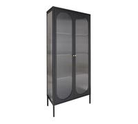 Vitrine 2 Portes Acier Noir et Verre Ondulé - METOS - ALTOBUY Noir G
