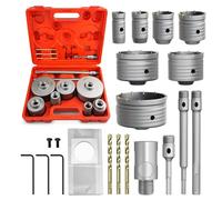 METOTY Lot de 22 forets creux pour scie cloche - 30/40/50/68/82/100/110 mm - Avec adaptateur SDS Plus & Max - Pour maçonnerie, brique, béton, ciment, pierre