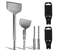 METOTY Lot de 6 burins SDS Plus. Ciseau, burin, burin plat, kit de burins pour marteau perforateur, pour béton, carrelage, colle à carrelage, pierre naturelle, maçonnerie, etc.